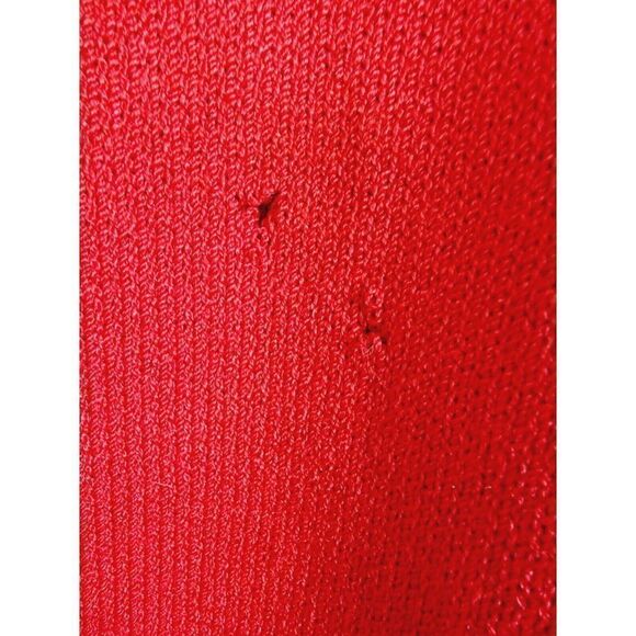 St. John Marie Gray L Red Knit Zip Up Cardigan Red Black Blazer Jacket *2 Holes* - Picture 9 of 10